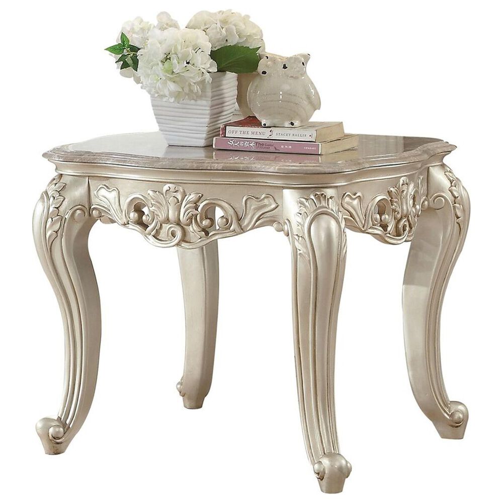 Gunnison Co. Gorsedd End Table in Marble and Antique White, , large