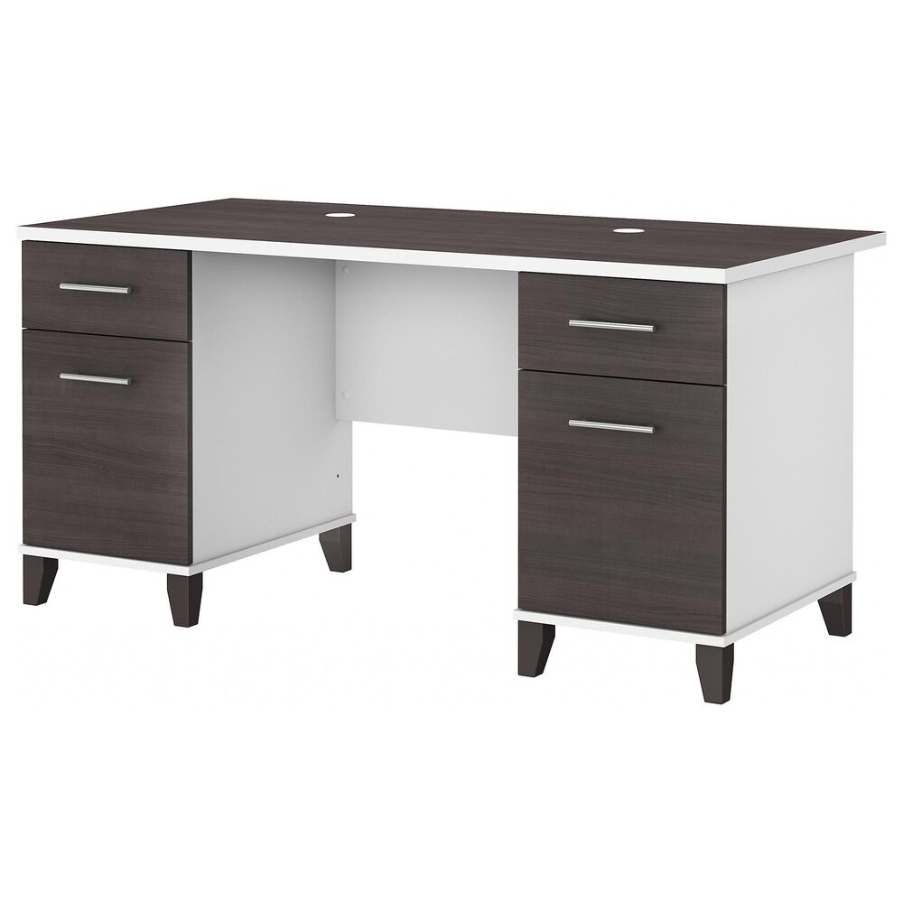Bush Somerset 3 Piece Office Desk Set in Storm Gray/White, , large