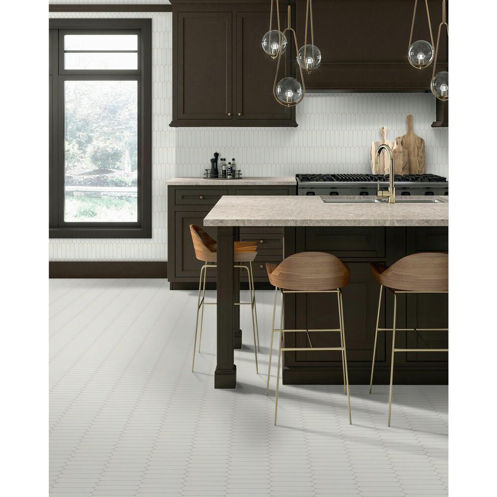 Dal-Tile Artefino Element White 1.5" x 6" Capsule on 12" x 13" Porcelain Mosaic Sheet, , large