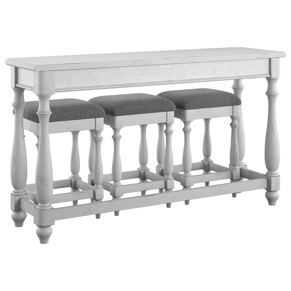 Golden Wave Furniture New Haven Sofa Table with Three Stools in Oyster Shell, , large