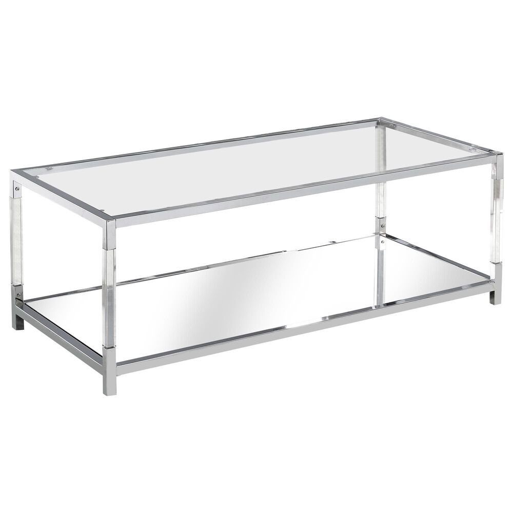 Furniture of America Blythe Coffee Table in Glass and Chrome, , large