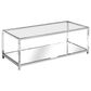 Furniture of America Blythe Coffee Table in Glass and Chrome, , large