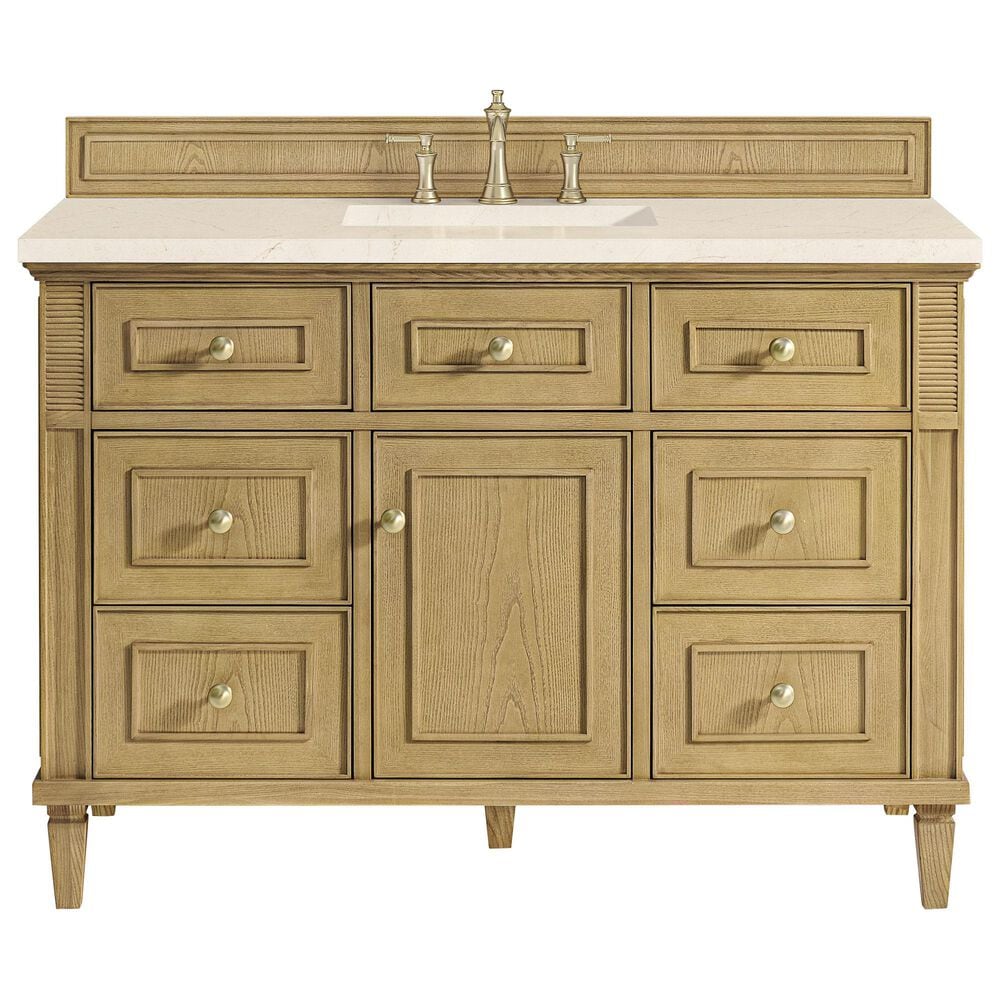 James Martin Vanities Lorelai 48&quot; Single Vanity in Light Natural Oak with 3 cm Eternal Marfil Quartz Top, , large