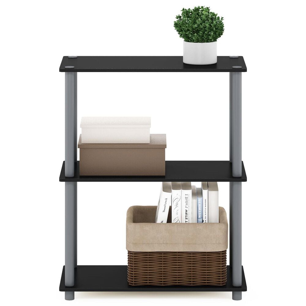HOMLUX 3-Tier Compact Open Storage Bookshelf in Black and Grey, , large