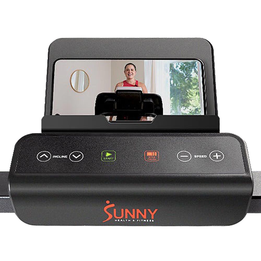 Sunny Health &amp; Fitness Pacer Smart Compact Auto Incline Treadpad Folding Treadmill in Black, , large