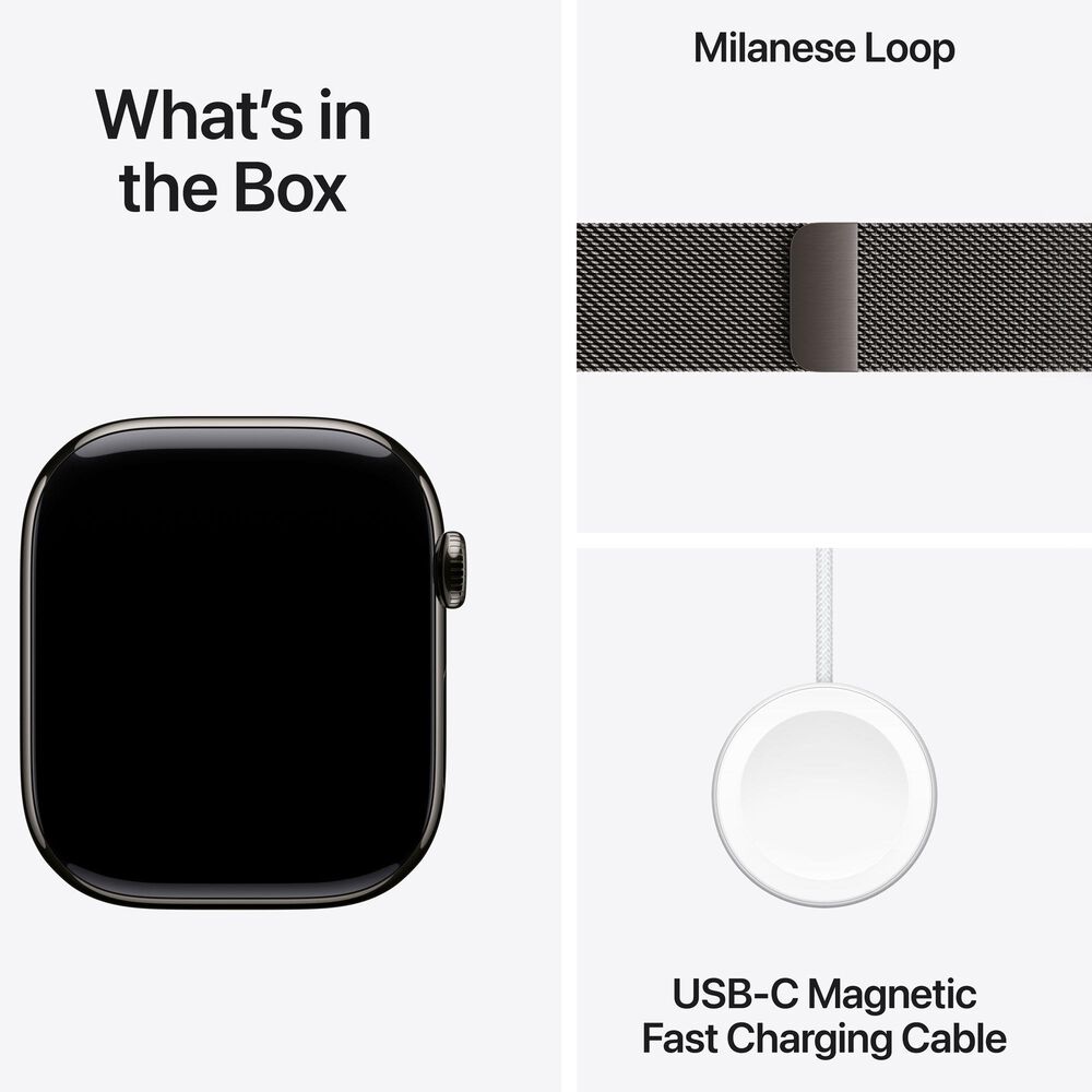 Apple Watch Series 10 GPS + Cellular 46mm Slate Titanium Case with Slate Milanese Loop - S/M, , large
