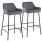 LumiSource Daniella Bar Stool with Grey Upholstery in Black (Set of 2), , large