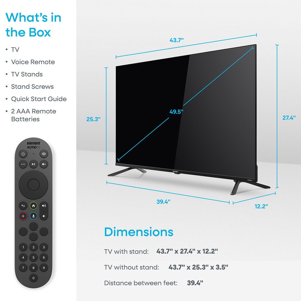 Element 50" Class Revolution Series 4K UHD HDR Frameless - Smart Xumo TV with 2.0 Soundbar in Black, , large