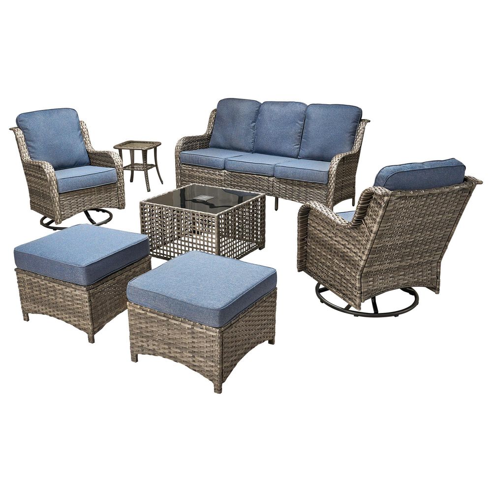 HOMLUX 7-Piece Patio Set in Denim Blue, , large