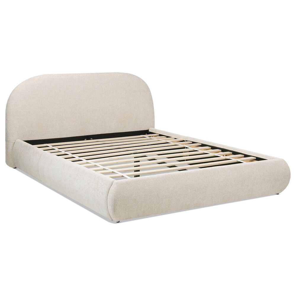 Jennifer Taylor Home Archie Puffy Grounded King Upholstered Platform Bed in Oatmeal Light Beige, , large