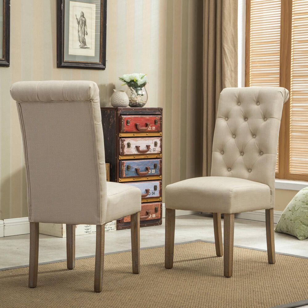 Hearth and Haven Habit Side Chair with Beige Cushion in Tan (Set of 2), , large