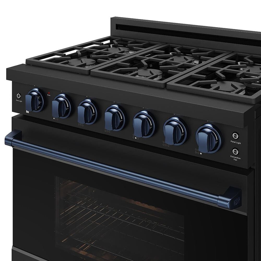 Thor Kitchen Gordon Ramsay 6 Cu. Ft. Professional Liquid Propane Range with Blue Handle Kit in Black, , large