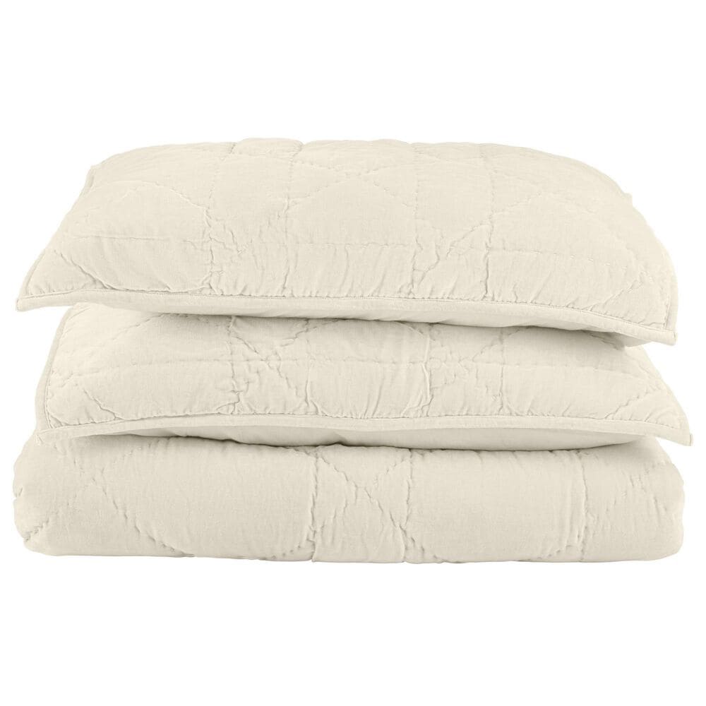 Timberlake 3-Piece Velvet King Quilt Set in Cream, , large