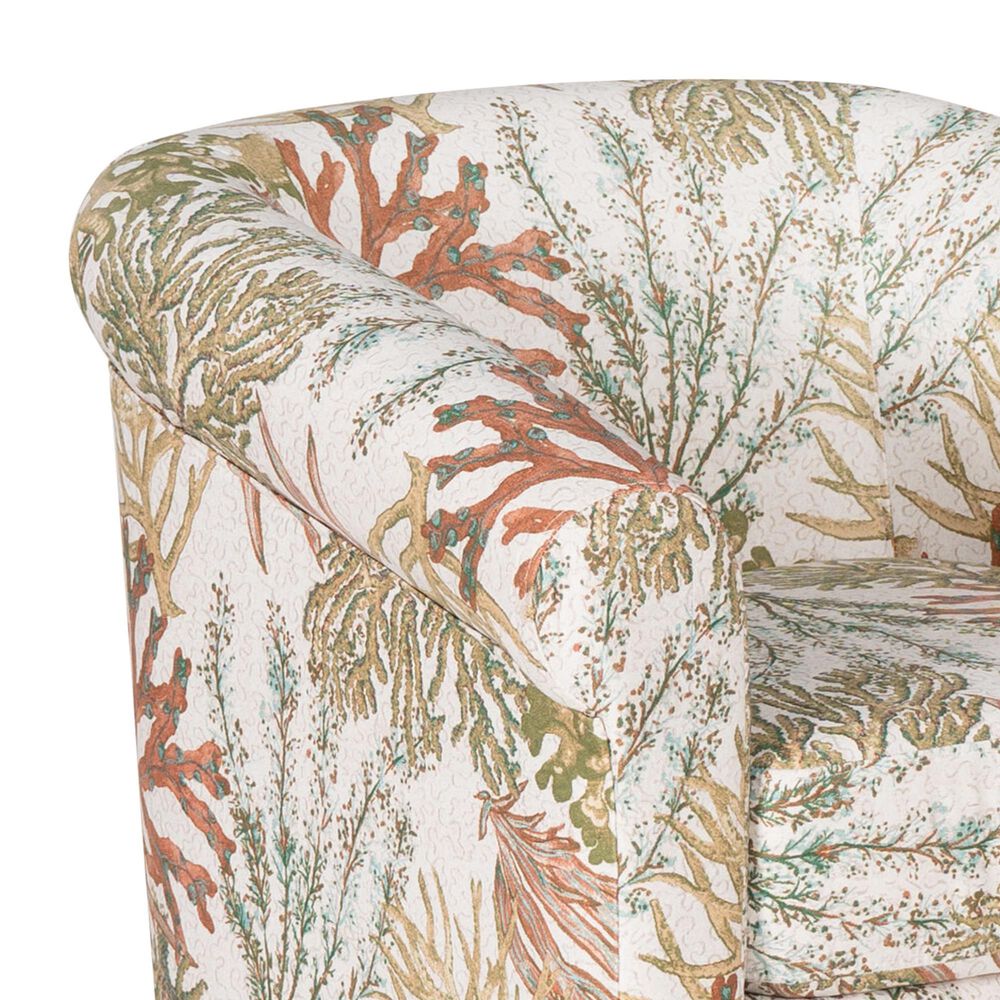 Linon Home Decor Bonnie Swivel Club Chair in Ocean Green, Orange and White, , large