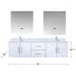Lexora Home Geneva 72" Double Bathroom Vanity in Glossy White with 2 cm White Cultured Marble Top and Rectangular Sinks, , large