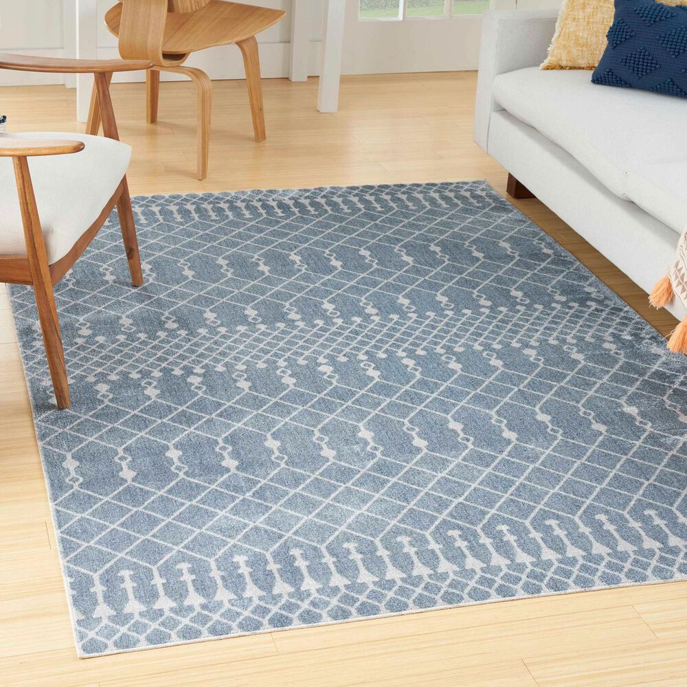 Nourison Astra Machine Washable 6&#39;7&quot; x 9&#39; Blue Area Rug, , large