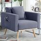 HOMLUX Accent Chair with USB Ports, Pockets and Pillow in Dark Gray, , large