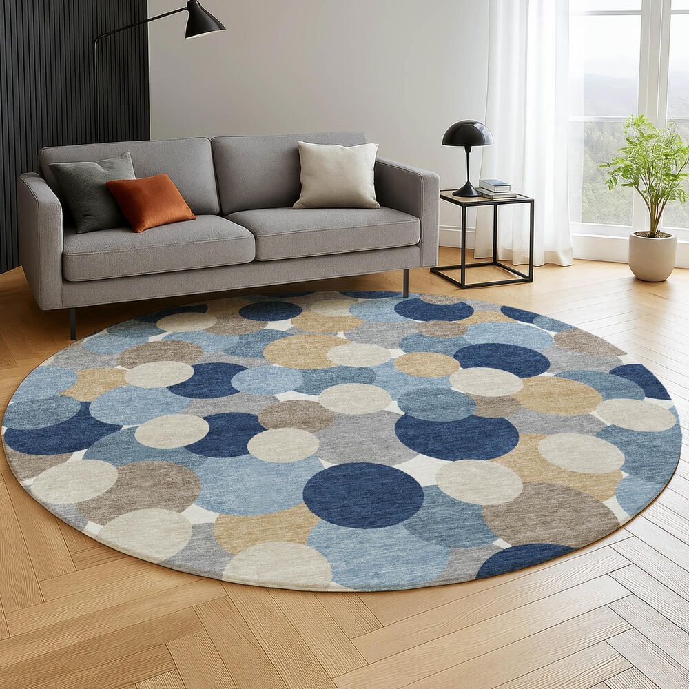 Dalyn Rug Company Kenner Blue 8' Round Indoor/Outdoor Area Rug, , large