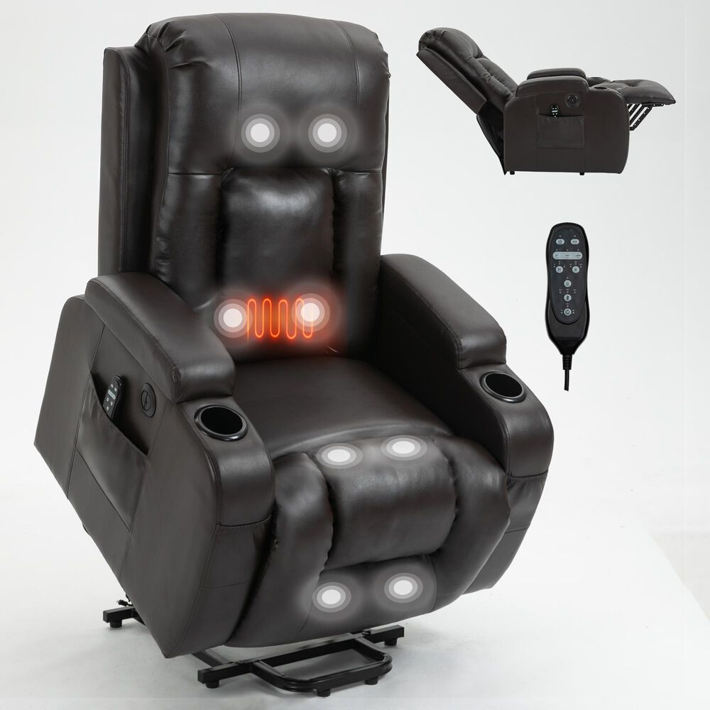 Hearth and Haven Power Lift Recliner in Brown, , large