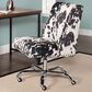 Linon Home Decor Draper Office Chair with Black and White Cow Cushion in Chrome, , large