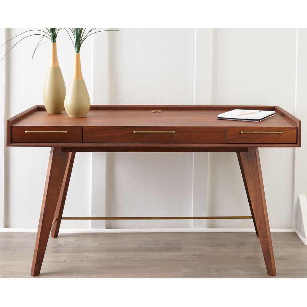 Unique Furniture Denali Desk with 3-Drawer in Walnut, , large