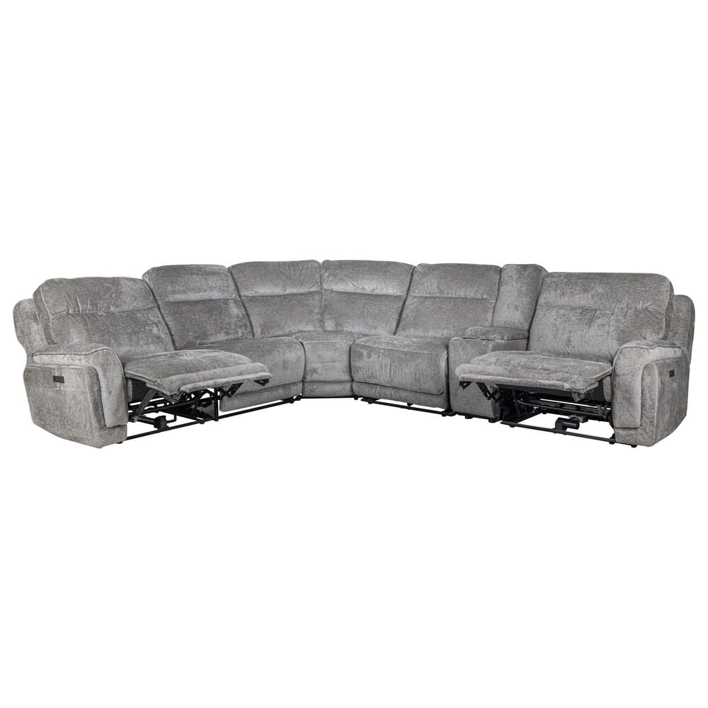 Oxford Furniture Cheers 6-Piece Power Reclining Sectional in Milan Fog, , large