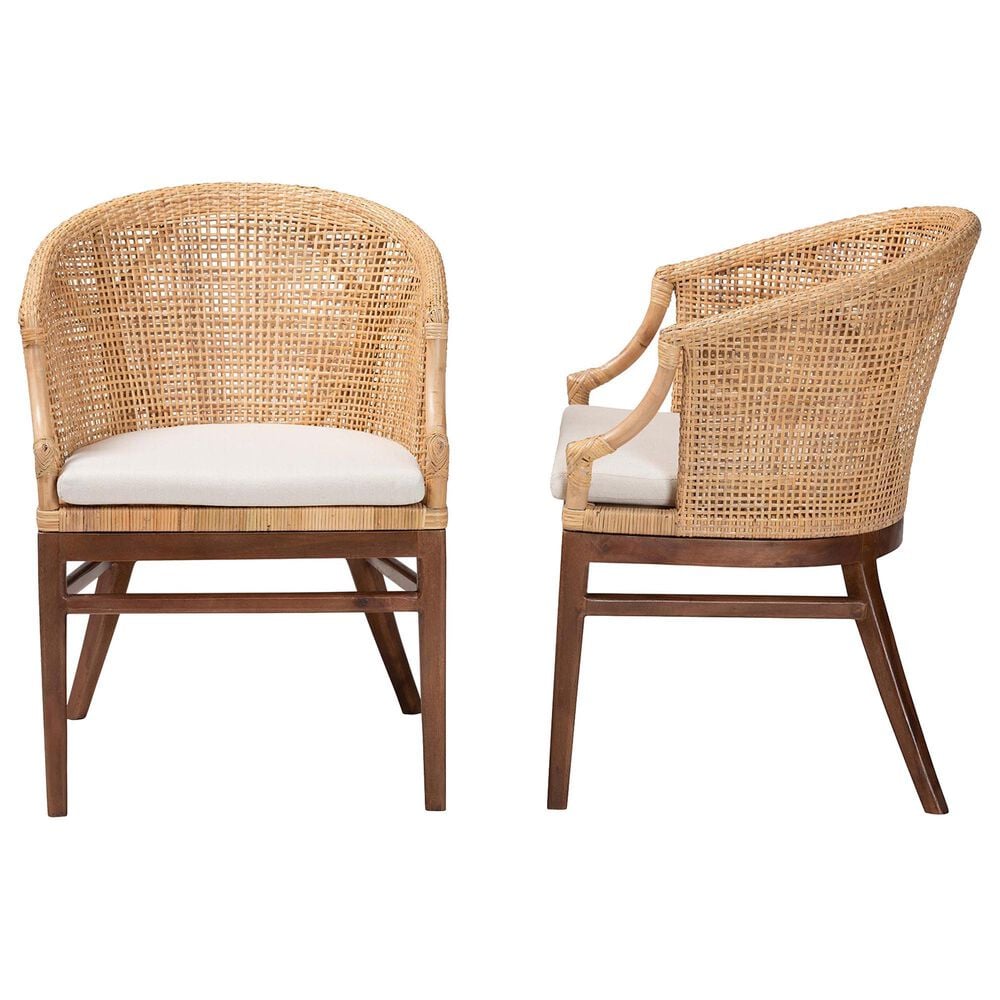 Baxton Studio Lumajang Arm Chair in Light Honey and Walnut Brown (Set of 2), , large