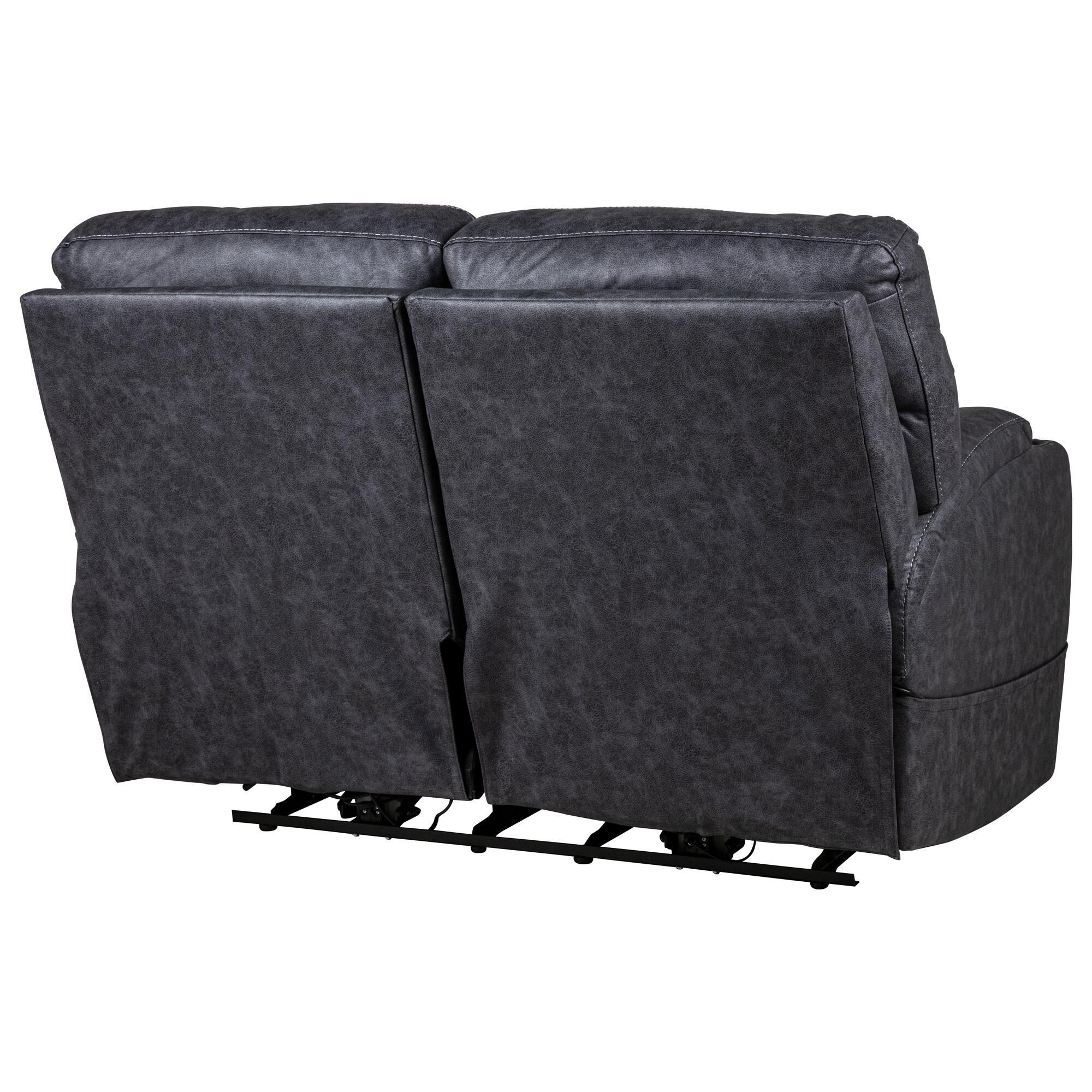 HomeStretch Jaguar Triple Power Loveseat in Graphite
