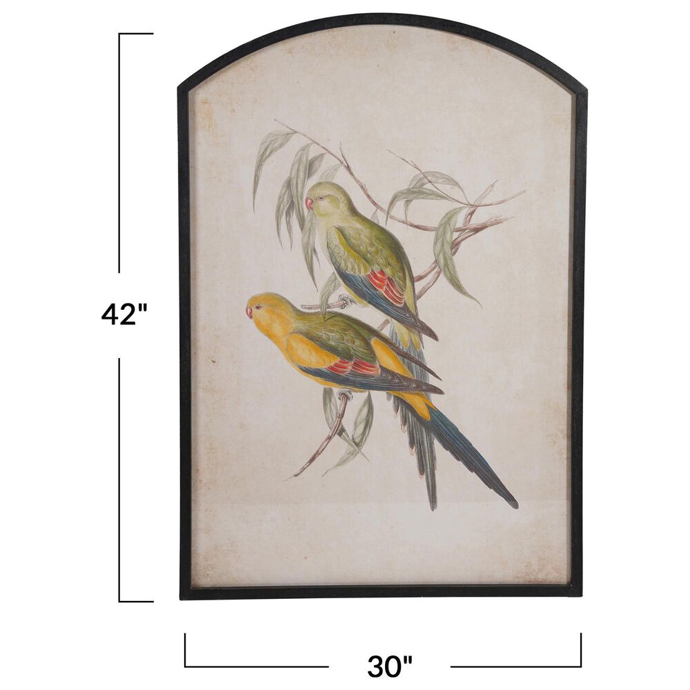 Creative Coop Clementine 30" x 42" Bird Arched Framed Wall Decor in Multicolor, , large