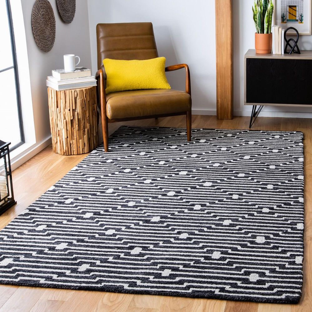 Safavieh Micro-Loop MLP166H 4&#39; x 6&#39; Charcoal and Ivory Area Rug, , large