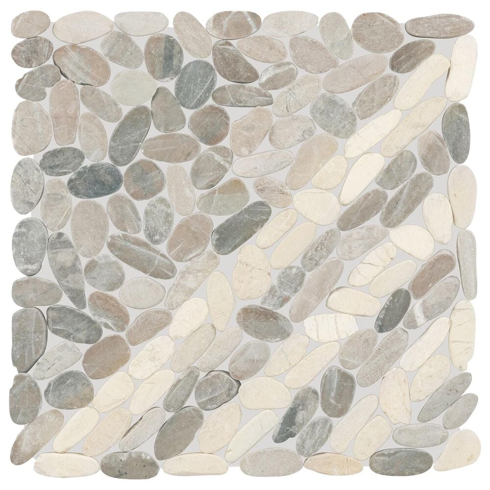 Dal-Tile Pebble Oasis Coal 12&quot; x 12&quot; Striped Natural Stone Mosaic Sheet, , large
