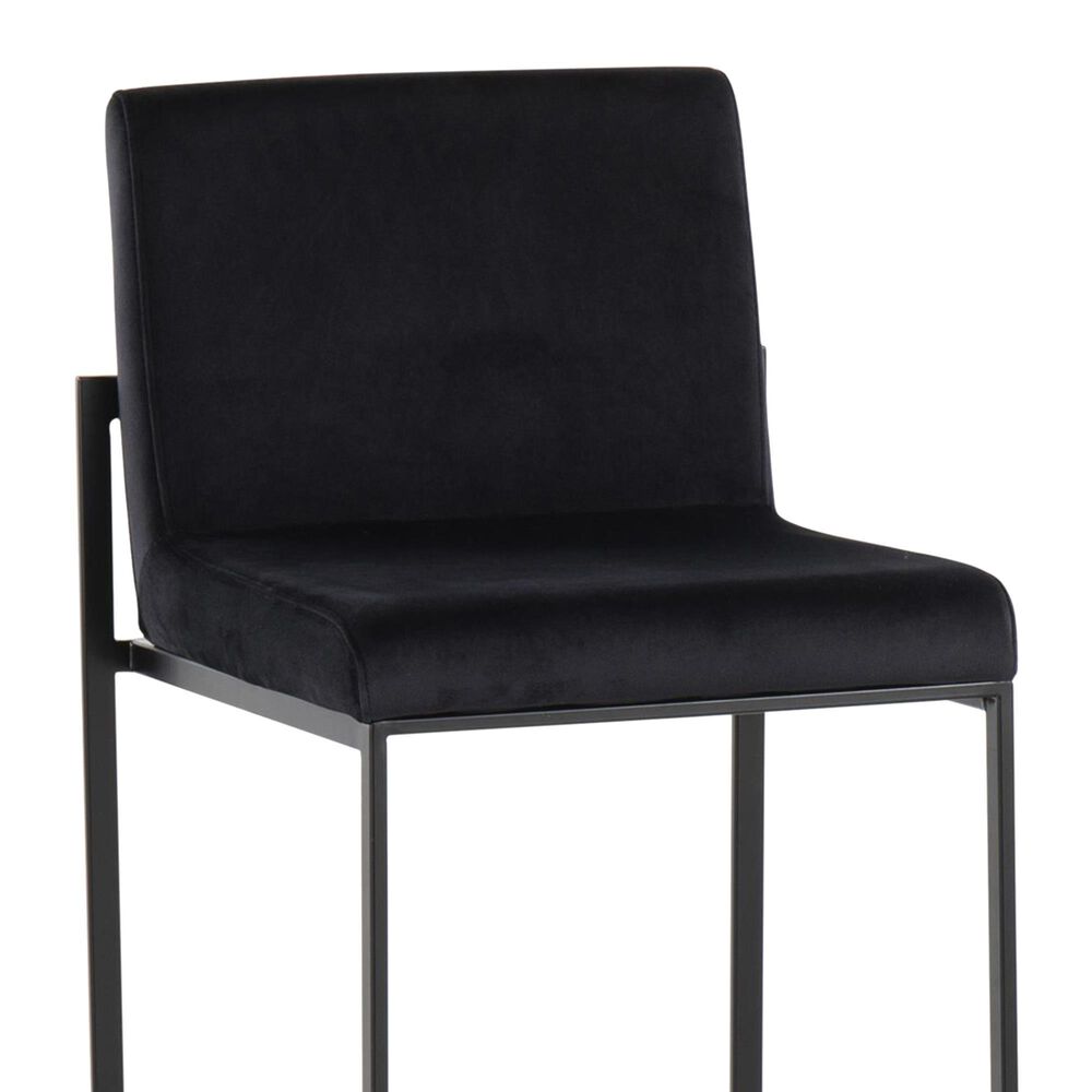 Lumisource Fuji Stackable Barstool with Black Velvet Cushion in Black &#40;Set of 2&#41;, , large