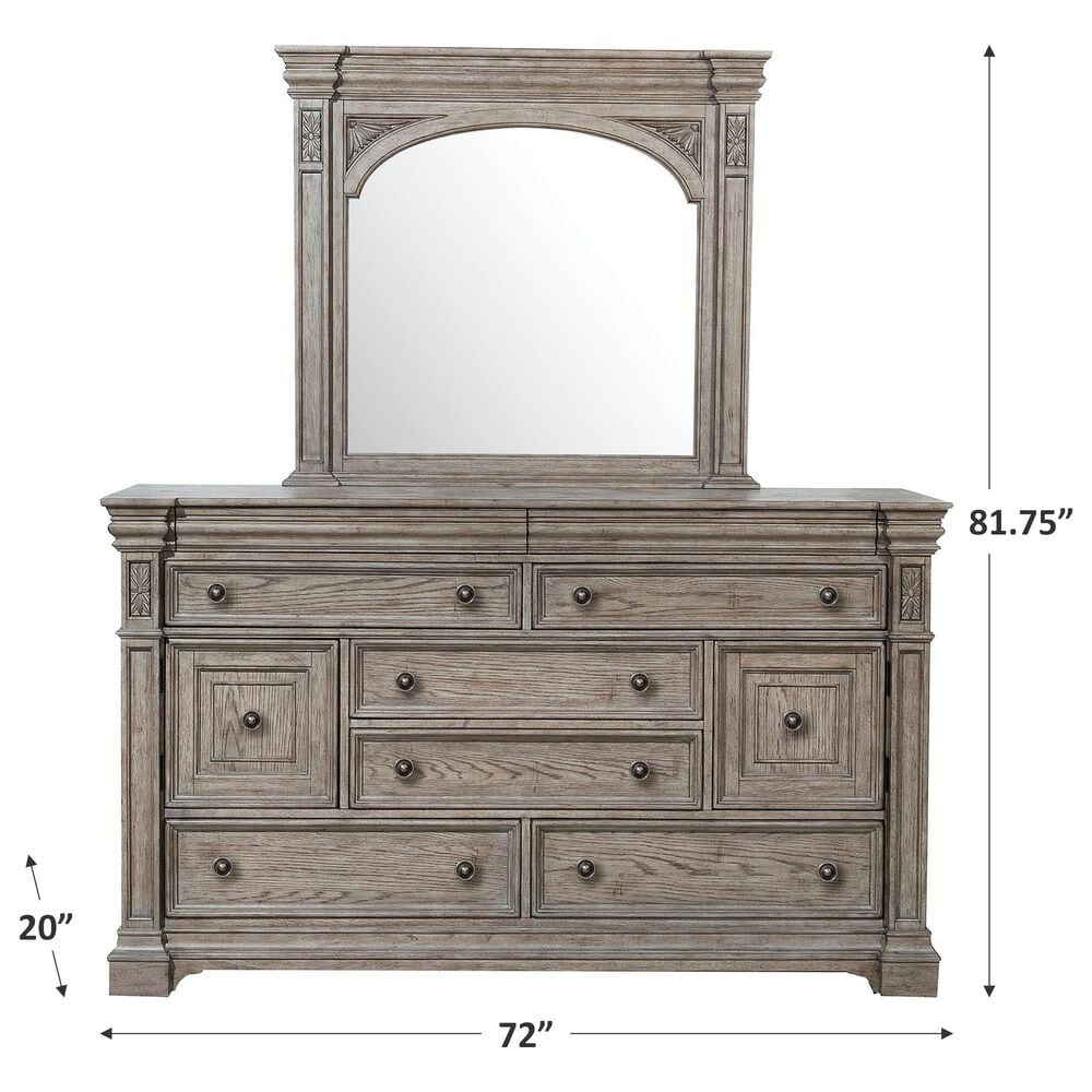 Nicolette Home Kingsbury 8-Drawer Dresser and Mirror in Gray, , large