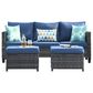 HOMLUX 3-Piece Modular Outdoor Sofa Set with Two Ottomans in Denim Blue, , large