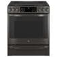 GE Profile 30" Smart Slide-In Front Control Gas Range in Black Stainless Steel, , large