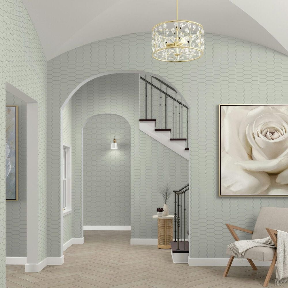 Dal-Tile Mythology Olympus 2&quot; x 5&quot; Picket Undulated on 11.125&quot; x 12.25&quot; Ceramic Mosaic Sheet, , large