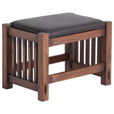 Crafters & Weavers Mission Foot Stool Spindles with Dark Brown Cushion in Walnut, , large