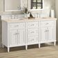 James Martin Vanities Lorelai 72" Double Vanity in Bright White with 3 cm Eternal Marfil Quartz Top, , large