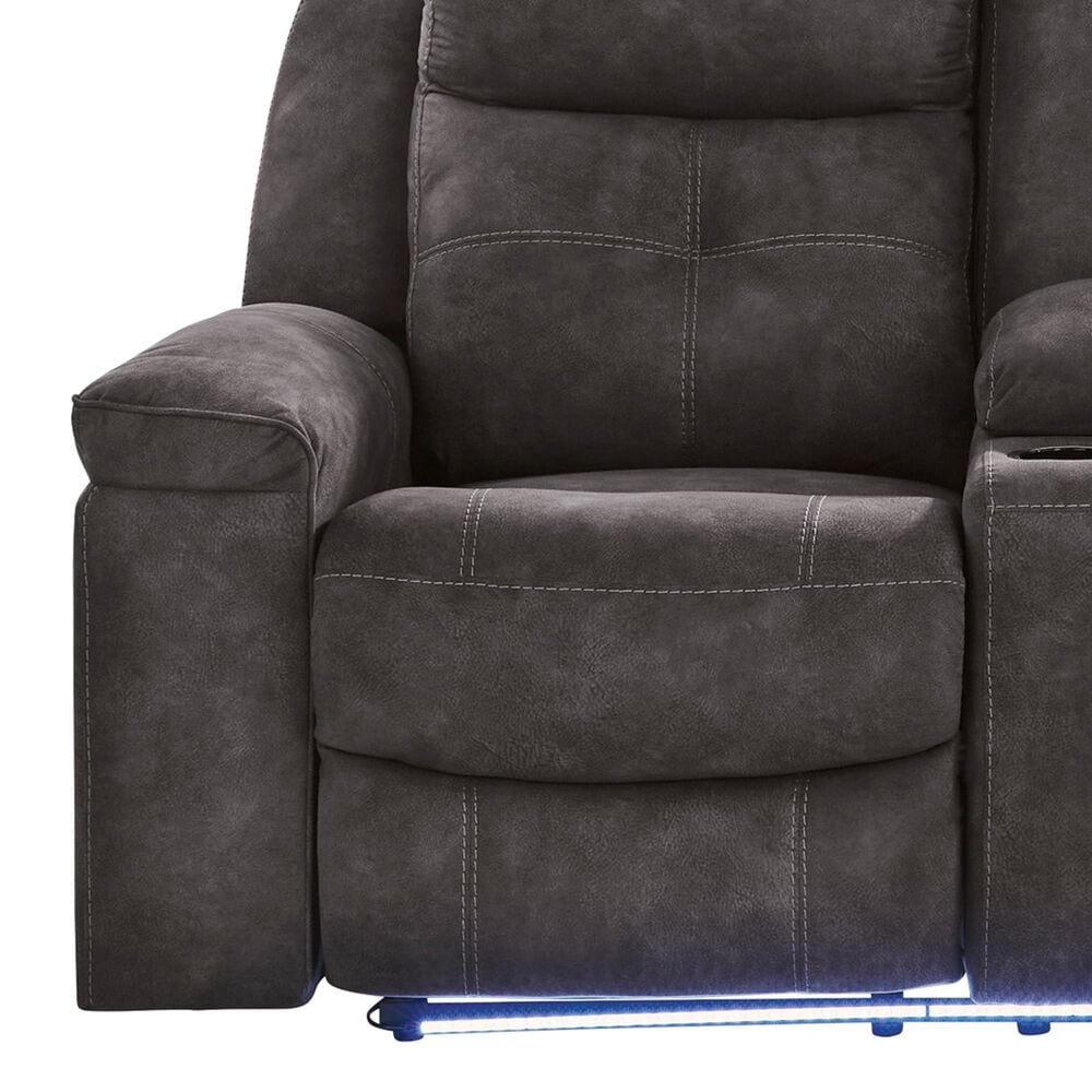 Ashley Brysonview Manual Double Reclining Loveseat with Console in Charcoal, , large