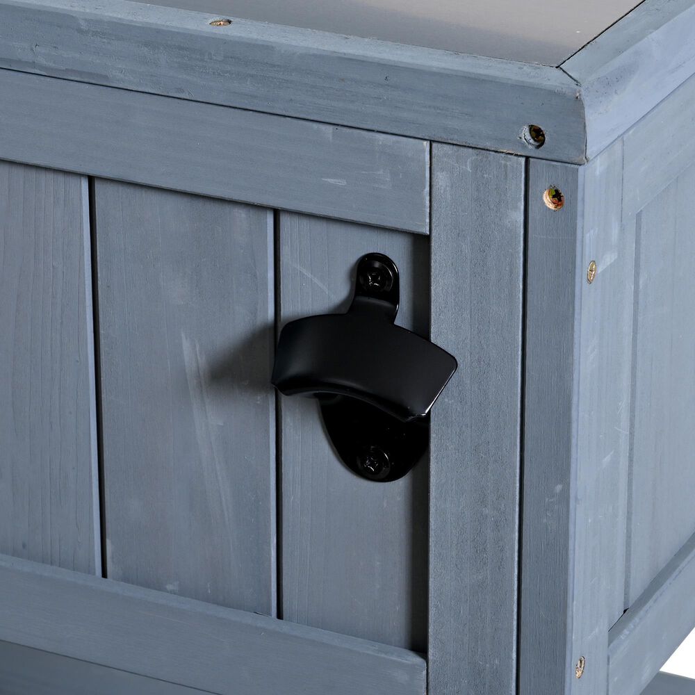 HOMLUX 41.7'' Outdoor Rolling Kitchen Island in Gray, , large