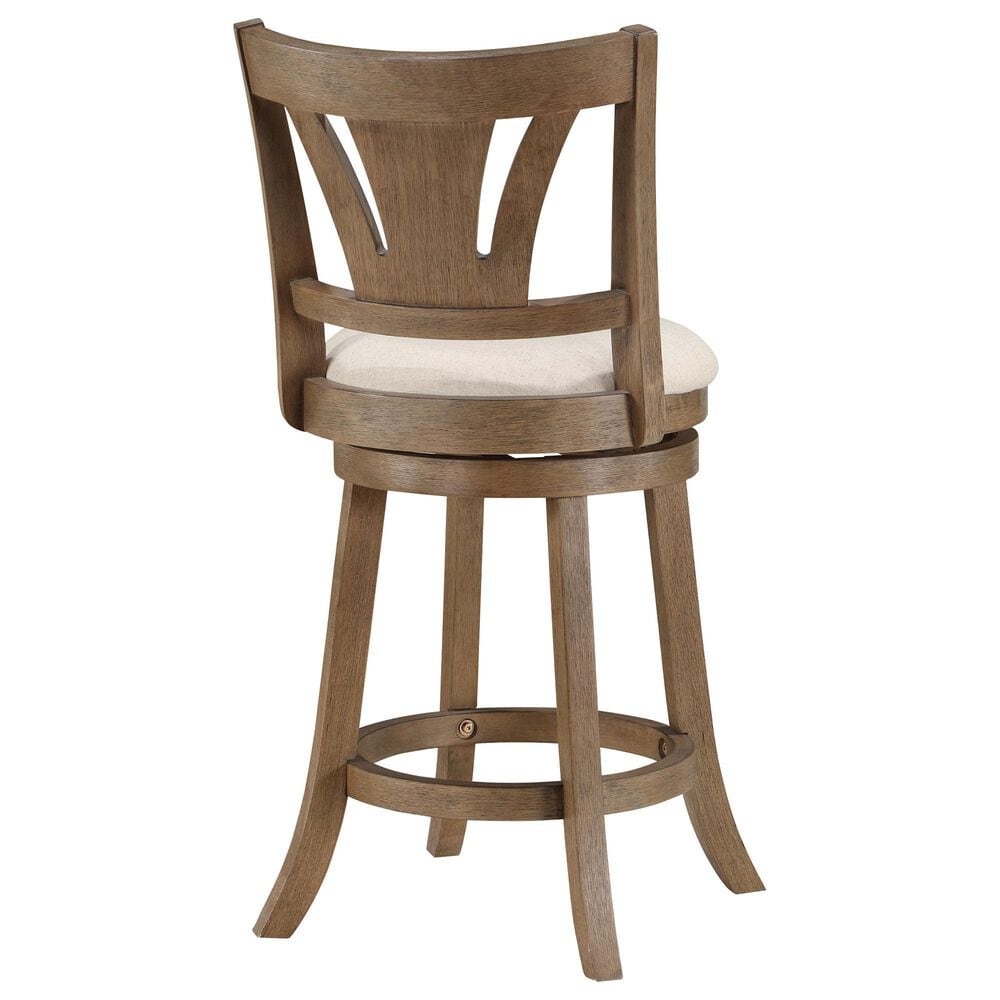 Office Star Products Miller Swivel Counter Stool with Linen Cushion Seat in Medium Oak, , large
