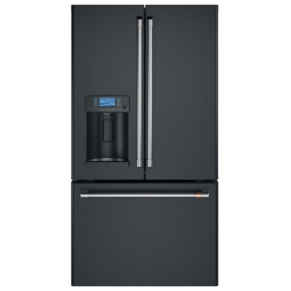 Cafe 27.8 Cu. Ft. French Door Refrigerator Energy Star with Hot Water Dispenser in Matte Black and Brushed Stainless, , large