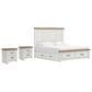 Ashley Savonport King Storage Bed with 2 Nightstands in White and Brown, , large