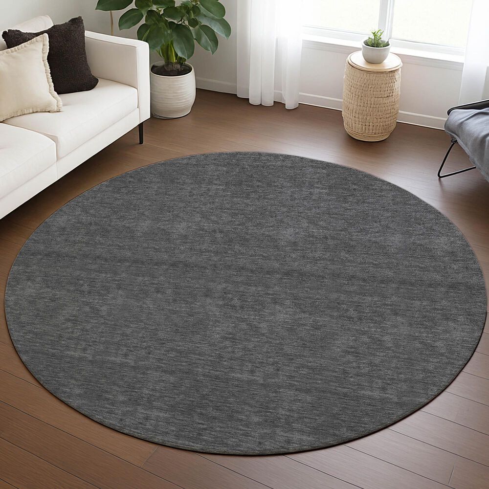Dalyn Rug Company Soft Essentials Solid Graphite 8' Round Area Rug, , large