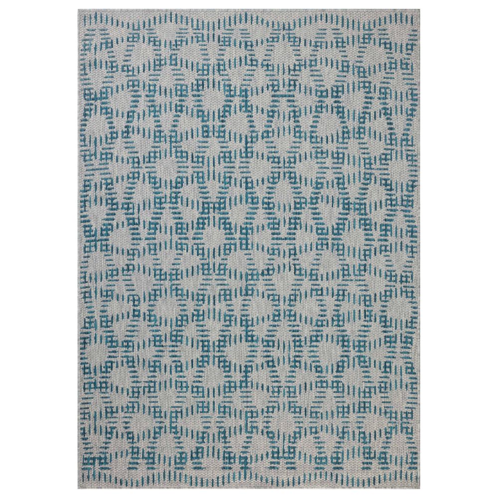 Loloi Easton Fog and Teal 2"3" x 3"9" Indoor/Outdoor Area Rug, , large