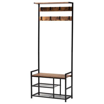 Baxton Studio Edan Coat Hanger in Walnut Brown and Black, , large