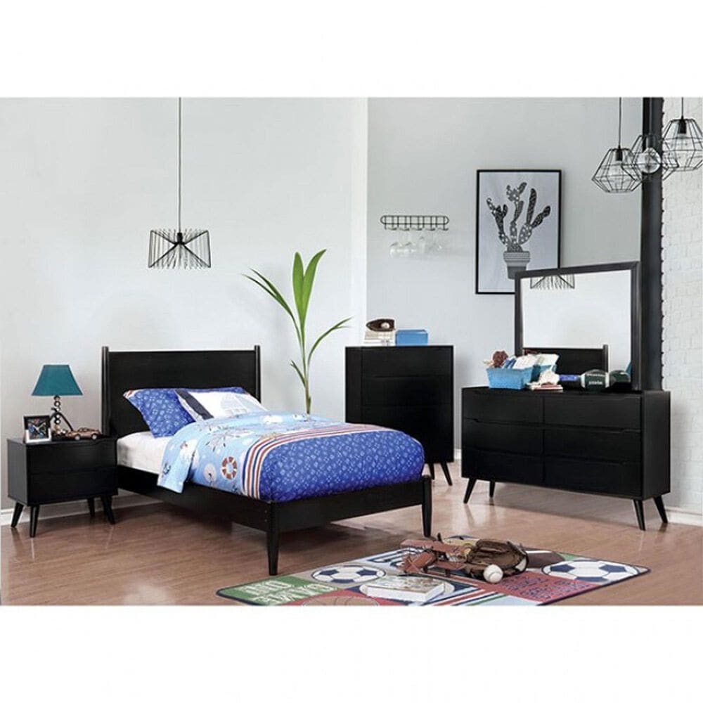 Furniture of America Lennart 2-Drawer Night Stand in Black, , large