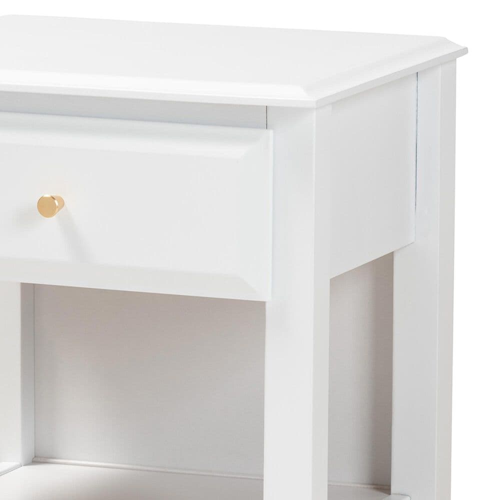 Baxton Studio Naomi 1-Drawer Nightstand in White, , large