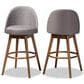 Baxton Studio Carra Swivel Bar Stool with Grey Cushion in Walnut (Set of 2), , large