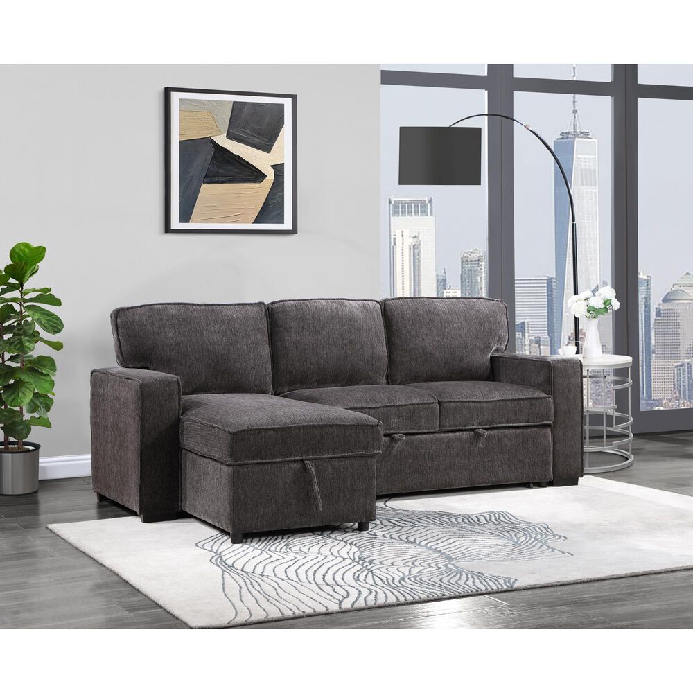 Modern Market Stationary Sleeper Sofa Chaise in Dark Grey, , large